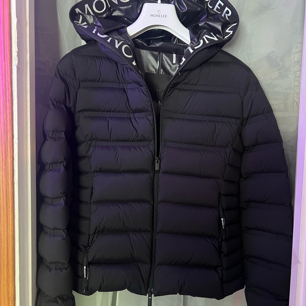 Moncler Dark Puffer Jacket with Logo